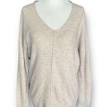 EXPRESS  Sweater Heather Oatmeal Beige V-Neck Neutral Knit Pullover Wool Blend XS Photo 0