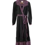 Allison New York Madison Full Wrap Black & Purple Maxi Dress Size Medium Photo 4