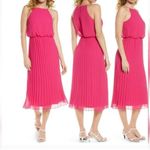 Sam Edelman Pleated Skirt Fit Flare Sleeveless Midi Dress Sundress Pink Small Photo 14