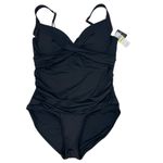 Anne cole NWT drape front Black One-Piece Swimsuit 12 M L Photo 1