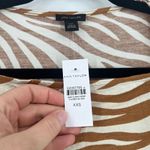 Ann Taylor Women's Zebra Print Striped Square Neck Top Brown White Size 2XS NWT Photo 4