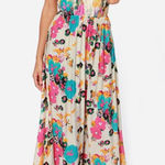 Meghan LA  Floral Summer Maxi Dress Strappy Backless Lace Trim Boho Size Small Photo 0