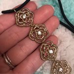 Stretchy Gold Tone Rose Headband Photo 1