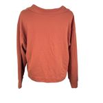 Athleta  Retroterry Polo Sweatshirt Oversized Orange V-Neck Top Long Sleeve Shirt Photo 9