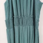 Anthropologie Bionda Plisse Jumpsuit XL Green Wide Leg Smocked Waist Pull On Photo 4