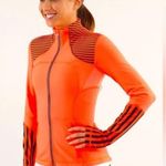 Lululemon  Stride Jacket Neon Coral Orange Striped Define Forme Zip Up Jacket 2 Photo 2