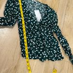 Reformation green floral long sleeve V-neck blouse NWT Photo 4