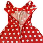 Dress Barn Skater Dress SZ 10 Orange Ivory Polka Dots Minnie Rockabilly Pinup Photo 2