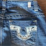 Almost Famous Women's Size 7 Distressed Ripped Lace Trim Low Rise Jeans Photo 4