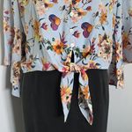 Miami Bell Sleeve Tie Front Floral Crop Top Photo 2