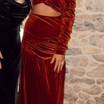 Boutique Rust Velvet Dress Photo 3