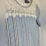 Karl Lagerfeld  Paris Laced striped light blue‎ and white blouse small Photo 1