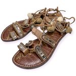 Sam Edelman  Women’s Size 7.5 Tan Graciela Leather Beaded Flat Strappy Sandals Photo 1