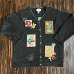 Susan Graver Vintage  1X XL Cardigan Sweater Western Boots Hat Cactus Horseshoe Photo 0