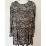 Peruvian Connection  Brown Floral Button Front Long Sleeve Pima Modal Dress Sz M Photo 2