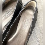 Talbots Pleated Leather Ballet Flats Womens 7 Pewter Metallic Silver Career Work Photo 6