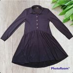 Wear Me Dress Women XS Long Sleeve A Line Flair Twirl Dance Button Cozy Blue Photo 2