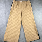 LA LIGNE Pinstripe Wide Leg Pants Women 1X Elastic Waist Plus Size Bleached Tan Photo 0