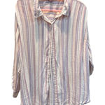 Gloria Vanderbilt G. Vanderbilt Striped Button Down‎ Womens 1X Lavender Pink Long Sleeve Casual Photo 0