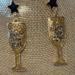 Gold Glitter 'Happy New Year' Earrings Photo 0