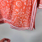 Gretchen Scott Orange White Floral Boho Blouse Womens M Beachy Summer Shirt Top Size M Photo 7