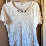 Christopher & Banks  White V-Neck Top with Colorful Buttons Photo 0