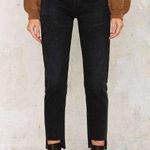 Citizens of Humanity COH Liya Jeans Charcoal Black Gray Hi Lo Hem Raw Hem 24 Photo 0