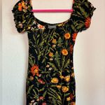 Urban Outfitters Ella Black Floral Ruffle Sleeve Bodycon Stretch Mini Dress M Photo 4