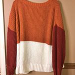 True Craft Junior’s Chenille Tunic Color Block Sweater Red Orange White XL Photo 2
