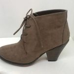 MIA Shawna faux suede lace up ankle bootie shootie taupe heeled stacked heel Photo 7