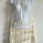 Free People  Ivory Sheer Mesh Ruffle Tunic Mini Dress XS Romantic Boho Festival Photo 0