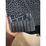 Allison Daley Black White Abstract Print Button Down 3/4 Sleeve Top Photo 4