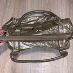 Gold Pewter metallic faux leather buckle handbag Photo 7