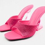 ZARA NWT  HEELED METHACRYLATE SANDALS PINK BLOGGERS FAVE Photo 0