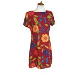 Vintage 90s bright red floral mini dress Size M Photo 1