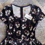 Maison Jules NWT  Black Short Sleeve Floral Print Dress with Pockets, Sz XS Photo 2