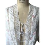 Eileen West White & Pink Floral Cotton Lace Trim Jacket Size XL X Photo 3
