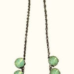 Oval 8 Beaded Rhinestrone Chain Statement Necklace Green Gold Tone‎ Photo 0