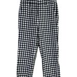 J.Crew Holland Linen Straight Leg Checkered Pants Ankle Pockets 00 Black White Photo 0