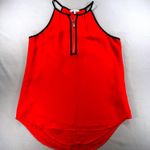 Naked Zebra Red Sleeveless Top Blouse Zipper Front Detail Size Small Workwear Photo 0