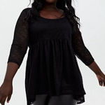 Torrid scoop neck black lace 2x full figure babydoll top Photo 0