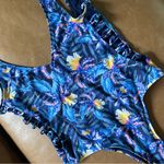 Rip Curl  Tropic Tribe One Piece Floral Blue Deep Open Back Side Cut Outs Swim Photo 5