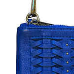 Street Level  Womens Handbag Blue Weave Leather Clutch Crossbody Chain‎ Strap Photo 4