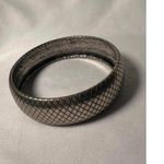 Vintage Silver Toned Lattice patterned thick regal bangle bracelet Photo 1