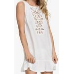 Roxy NWT Goldy Soul Mini Beach Tank Dress White Sheer Coverup Medium Photo 9