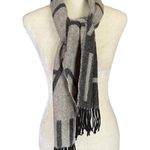 Isaac Mizrahi gray scarf wrap with black fringes 59" length Photo 0