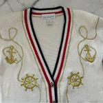 Tanner Vintage Ramie knit cardigan Retro Nautical Striped academia preppy Tennis White Size M Photo 4