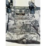  Grey Black Stage Coach Horse Printed Fabric Y2K Leather Tote Handbag Photo 5