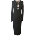 Bardot  Romeo Lace Up Dress in Black and Gold midi sz 8 Photo 2