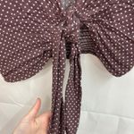 American Eagle women's brown spotted tie v-neck cap sleeve casual cropped shirt Photo 2